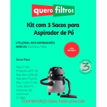 Saco para Aspirador de Pó Electrolux/Wap modelos A20 Smart A20 Wap Aero Wap Turbo Hidrowac Turbo 3002 (Com reforço)