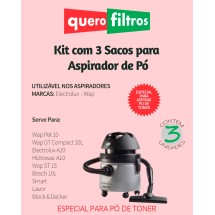 Saco para Aspirador de Pó Electrolux/Wap modelos A10 Smart A10 Lavor GT Compact Hidrowac (Especial para pó de Toner)