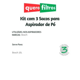 Saco para Aspirador de Pó Bosch 10L