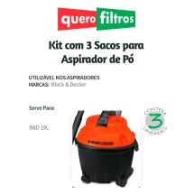 Saco para Aspirador de Pó Black & Decker 10L