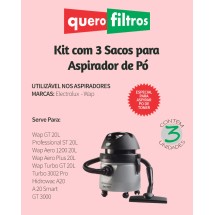 Saco para Aspirador de Pó Electrolux/Wap modelos A20 Smart A20 Wap Aero Wap Turbo Hidrowac Turbo 3002 (Especial para pó de Toner)