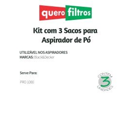 Saco para Aspirador de Pó Black&Decker PRO 1000