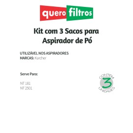 Saco para Aspirador de Pó Karcher NT 181 / NT 2501