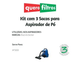 Saco para Aspirador de Pó Black&Decker AP3000